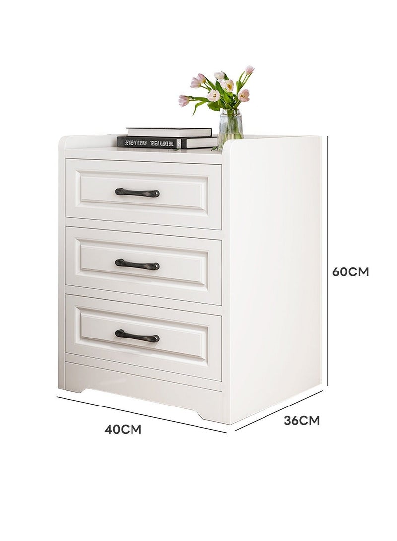 شاربدو خزانة غرفة نوم أوروبية الطراز، طاولة جانبية عتيقة بثلاثة أدراج لغرفة النوم أو غرفة المعيشة، مقاس 40 × 36 × 60 سم - Image 5